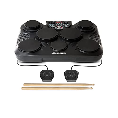 Alesis CompactKit 7 - Batería Electrónica de Sobremesa de 7 Pads Sensibles a la Velocidad, 265 Sonidos y Melodías de Percusión, Salida USB-MIDI, Pedales y Baquetas incluidas