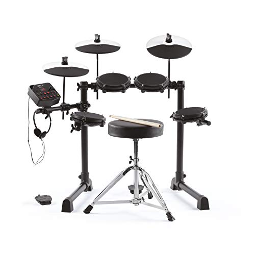 Alesis Debut Kit - Batería electrónica infantil con 4 parches de malla, 120 sonidos, 60 lecciones, taburete, baquetas, llave de batería y auriculares