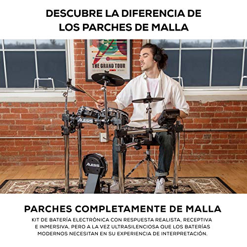 Alesis Surge Mesh Kit - Batería Electrónica de 8 Piezas con Cabezales de Malla, Rack de Cromo y Módulo musical de Batería de 40 Kits, 385 Sonidos, 60 Pistas Play Along y Conectividad USB/MIDI