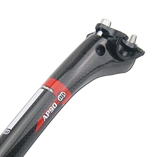 Alfa Pasca Carbono Asiento Puestos Tija para Bicicleta MTB Carretera Offset 27,2/30,8/31,6 (3K Brillante , 31.6*400mm)