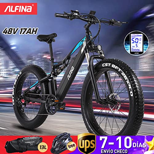 ALFINA X-03plus 48V 17AH Bicicleta eléctrica Mountain ebike 26 Pulgadas Impermeable Bicicleta eléctrica batería de Litio