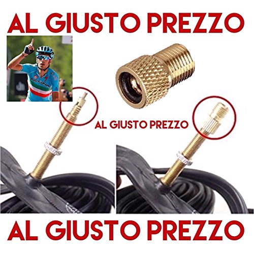 AlGiustoPrezzo®™ - Adaptador universal para válvulas de tipo presta, específico para bicicletas de carretera y montaña, inflado con compresor o bomba a pedal, fabricado en Italia