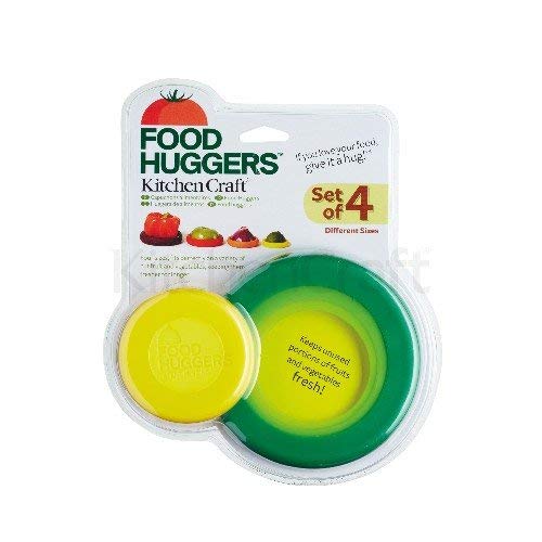 Alimentos Huggers por Kitchencraft – multiusos silicona Fruit & Veg ahorradores/puede tapas/tapas de tarros (Set de 4)