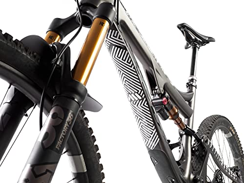 All Mountain Style AMSFG2WHMA Protector de Cuadro Extra – Protege tu Bicicleta de posibles arañazos y Golpes, Adultos Unisex, Blanco/Laberinto, XL