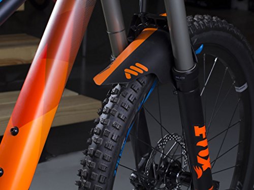 All Mountain Style Guardabarros delantero – Protege a tí y a tu bicicleta, Naranja/Negro