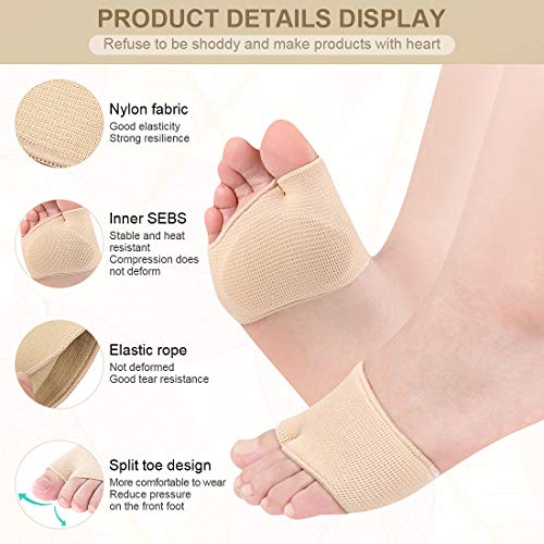 Almohadillas para el antepié con almohadillas de gel cuidado de los pies, cómodas almohadillas para aliviar el dolor de los pies, neuroma y alivio de la presión para la metatarsalgia