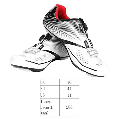 Alomejor 1 par de Zapatos de Ciclismo de Moda Antideslizantes SPD Lock System Zapatos de Ciclismo Transpirable Zapatos de Bicicleta de Carretera Hombres Adultos(45-White)