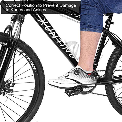 Alomejor 1 par de Zapatos de Ciclismo de Moda Antideslizantes SPD Lock System Zapatos de Ciclismo Transpirable Zapatos de Bicicleta de Carretera Hombres Adultos(45-White)