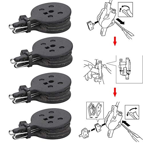 Alomejor Pastillas de Freno de Resina de Disco de Bicicleta 4 Pares con Abrazaderas de Resorte para AVID BB5 Mountain Bike