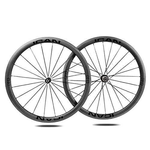 Alpha 40 Ruedas de ICAN Carbono Remachador Tubeless Listo Bici Carretera Ruedas 20/24 Agujeros Shimano 10/11 V