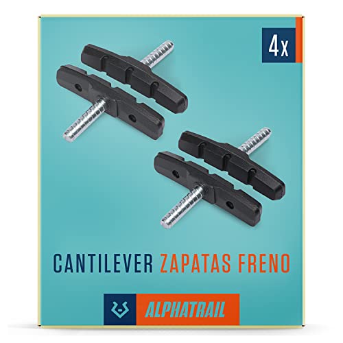 Alphatrail Cantilever Zapatas Freno 2 Pares 70mm I Alta Potencia de frenado en la Vida Cotidiana I Duradero & 100% Adecuado para Cantilever Frenos de Shimano, Tektro, Avid, SRAM, XLC etc.