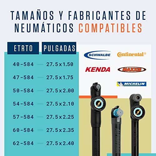 Alphatrail MTB Cámara de Bicicleta Rick 27.5 Pulgadas SV Presta Válvula 2X Conjunto con Garantía de Movilidad I Cubierta Compatible Schwalbe, Michelin, Continental, Conti, Maxxis, Vittoria & Kenda