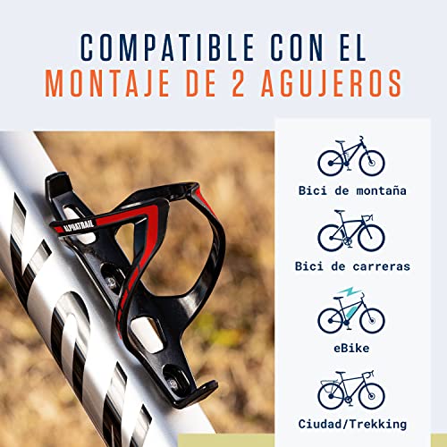 Alphatrail Portabidón para Bicicleta I Garantía Anti-Rotura de por Vida I 36g Lightweight Diseño I Incl. Tornillos I Compatible con Cube, SKS, Elite, Topeak y Otras Botellas de Bebida I Rojo