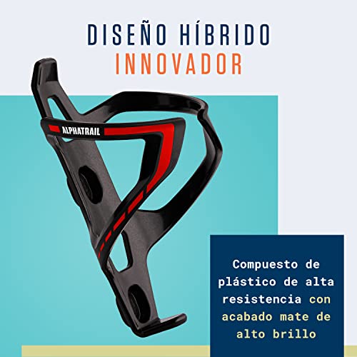 Alphatrail Portabidón para Bicicleta I Garantía Anti-Rotura de por Vida I 36g Lightweight Diseño I Incl. Tornillos I Compatible con Cube, SKS, Elite, Topeak y Otras Botellas de Bebida I Rojo