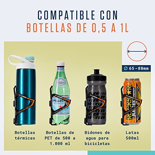 Alphatrail Portabidón para Bicicleta I Garantía Anti-Rotura de por Vida I 36g Lightweight Diseño I Incl. Tornillos I Compatible con Cube, SKS, Elite, Topeak y Otras Botellas de Bebida I Naranja