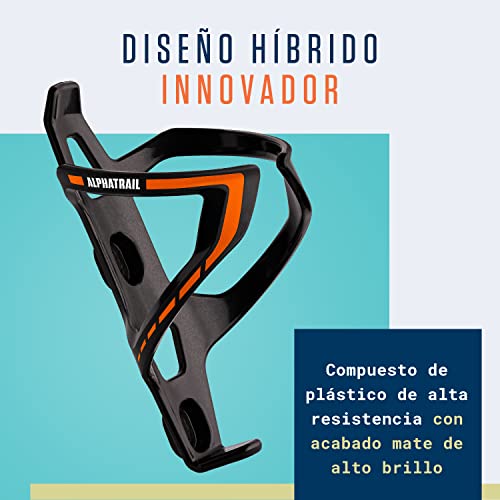 Alphatrail Portabidón para Bicicleta I Garantía Anti-Rotura de por Vida I 36g Lightweight Diseño I Incl. Tornillos I Compatible con Cube, SKS, Elite, Topeak y Otras Botellas de Bebida I Naranja