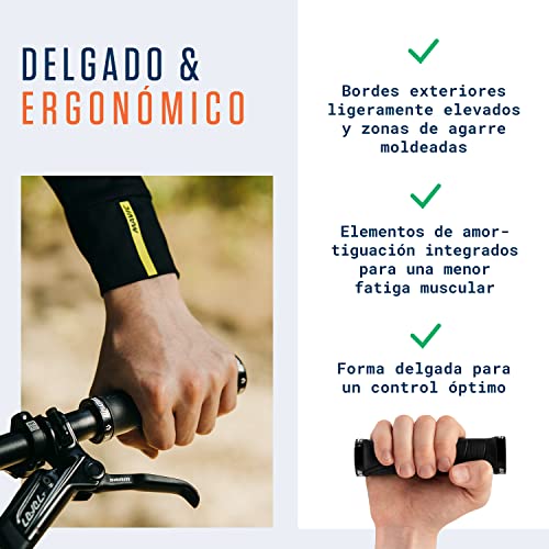 Alphatrail Puños Bicicleta Alex I Alta amortiguación con Goma Antideslizante I Fuerte Montaje de los puños al manubrio de la Bicicleta de Ø 22mm I duraderos un Compuesto y Caucho ecológico