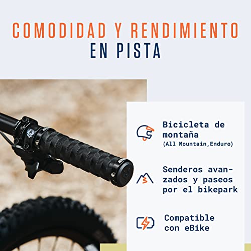 Alphatrail Puños MTB Leo I Amortiguación optimizada para senderos de MTB difíciles I Fuerte Montaje de Double Lock-On para el Manillar de Ø 22mm I duraderos un Compuesto y Caucho ecológico