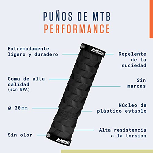 Alphatrail Puños MTB Leo I Amortiguación optimizada para senderos de MTB difíciles I Fuerte Montaje de Double Lock-On para el Manillar de Ø 22mm I duraderos un Compuesto y Caucho ecológico