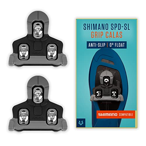 Alphatrail Shimano SPD-SL Calas Alfred 0° Float I Puntos de Contacto Antideslizantes I Incl. el Kit de Montaje I Compatible con los Pedales de Clic i.a. Shimano Ultegra, Dura Ace, 105