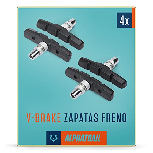 Alphatrail V-Brake Zapatas Freno 2 Pares 70mm I Alta Potencia de frenado en la Vida Cotidiana I La Duradera Zapata de Freno & 100% Adecuado para V-Frenos de Shimano, Tektro, Avid, SRAM, XLC etc.