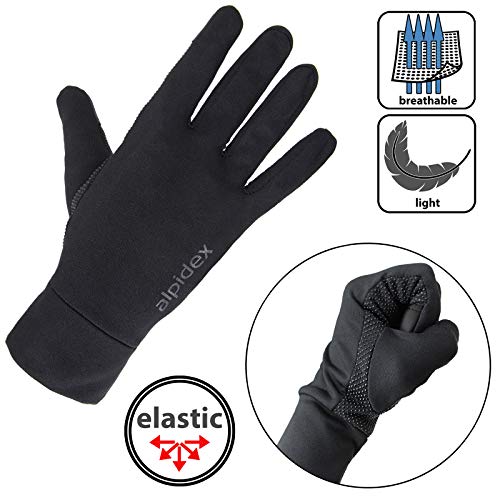 ALPIDEX Guantes Deportivos Ligeros Guantes Deportivos Unisex Nordic Walking para Mujer Señoras y Hombres Gentlemen Guantes de Pantalla táctil para Smartphones, Tamaño:M, Color:Black