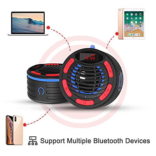 Altavoz Bluetooth, BassPal IPX7 Impermeable Portátil Altavoz Ducha con Radio, Espectáculo de Luz, y Estéreo, Altavoces Inalámbricos Bluetooth para Fiestas en la Piscina Outdoor