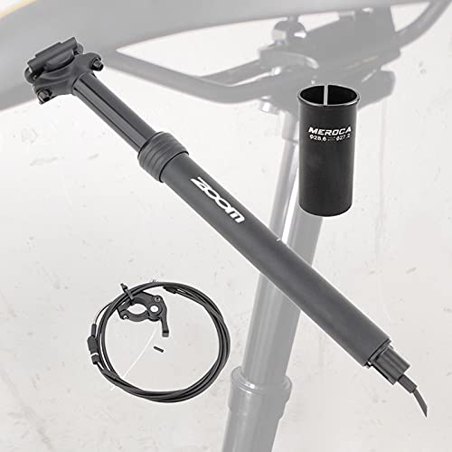 Amagogo Tija telescópica, tija de sillín hidráulica con Palanca remota Tija de sillín Ajustable para Bicicleta Control de balanceo Interno Recorrido 370 mm - Adaptador de 27,2+ 30,4 mm
