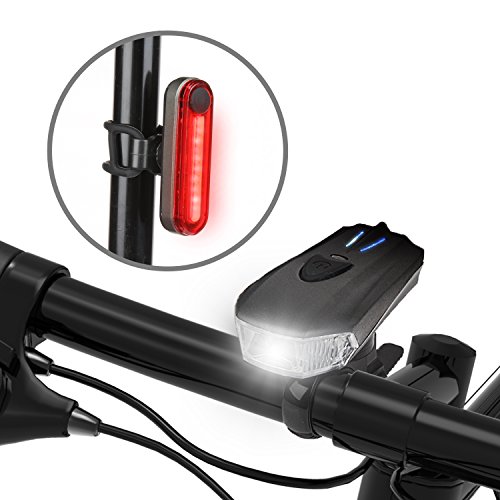 AMANKA Luces Bicicleta USB Super Brillante Impermeable LED Bicicleta Set de Luces Bici 400 Lúmenes Sensor Inteligente para Bici Linternas LED Ciclismo Seguridad