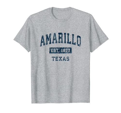 Amarillo Texas TX Diseño deportivo vintage estampado azul marino Camiseta