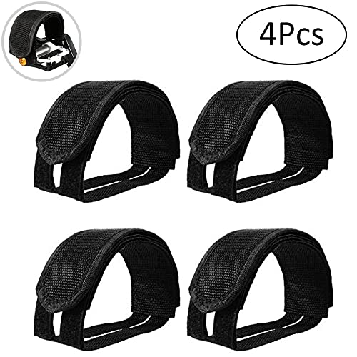 Amasawa Correas de Pedales(4 Pcs),2 par de Pedales de Bicicleta Pedales Toe Clips Straps Cinta Correas de Velcro para Fijo Gear Bike, Negro.