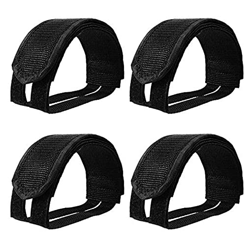 Amasawa Correas de Pedales(4 Pcs),2 par de Pedales de Bicicleta Pedales Toe Clips Straps Cinta Correas de Velcro para Fijo Gear Bike, Negro.