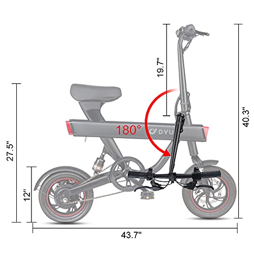 AmazeFan DYU V1 Bicicleta eléctrica plegable para adultos de 12 pulgadas, 240 W, 25 km/h, motor 36 V, 10 Ah, batería de litio con sistema antirrobo, doble suspensión de choque diseño en forma de V