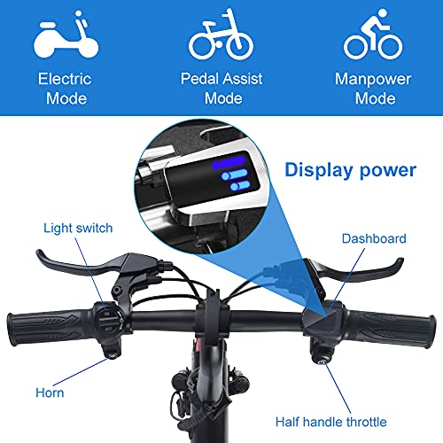 AmazeFan DYU V1 Bicicleta eléctrica plegable para adultos de 12 pulgadas, 240 W, 25 km/h, motor 36 V, 10 Ah, batería de litio con sistema antirrobo, doble suspensión de choque diseño en forma de V