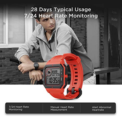 Amazfit Neo SmartWatch Reloj Inteligente 28 Días Batería 5 ATM Sensor Seguimiento Biológico Frecuencia Cardíaca iOS & Android Rojo