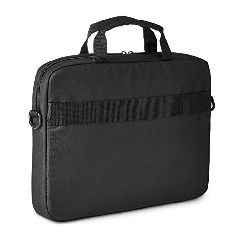 Amazon Basics - Maletín compacto para portátil con correa para el hombro y bolsillos para accesorios (14 pulgadas, 35,6 cm), negro, 1 unidad