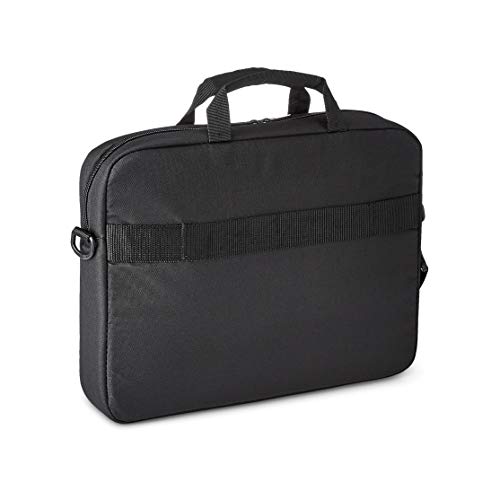 Amazon Basics - Maletín compacto para portátil con correa para el hombro y bolsillos para accesorios (15,6 pulgadas, 40 cm), negro, 1 unidad