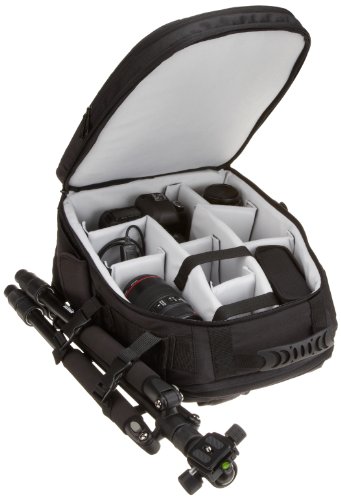 Amazon Basics - Mochila para cámaras DSLR y ordenadores portátiles (interior de color gris)