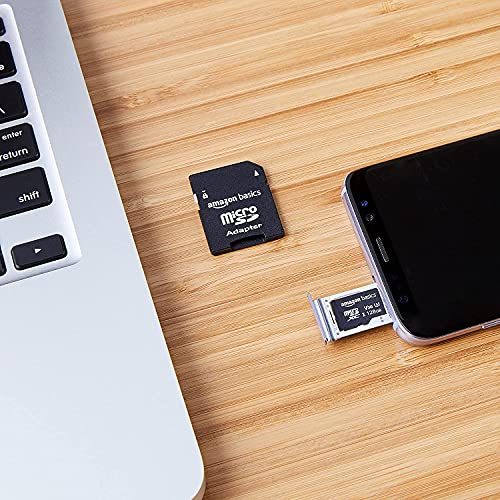 Amazon Basics - Tarjeta de memoria microSDXC 128 GB con adaptador de tamaño completo, A2, U3, velocidad de lectura hasta 100 MB/s