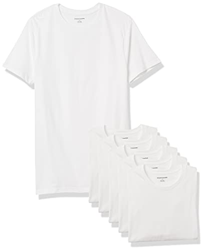 Amazon Essentials 6-Pack Crewneck Undershirts Camisa, Blanco (White), Large