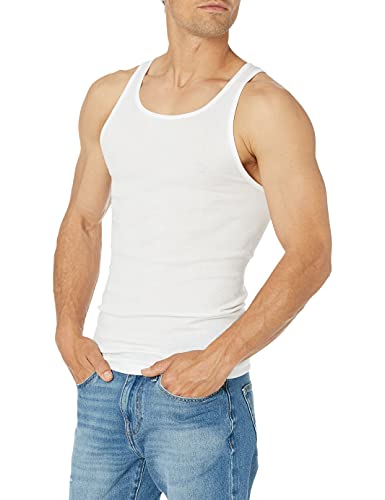 Amazon Essentials 6-Pack Tank Undershirts Camisa, Blanco (White), Medium