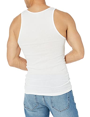 Amazon Essentials 6-Pack Tank Undershirts Camisa, Blanco (White), Medium