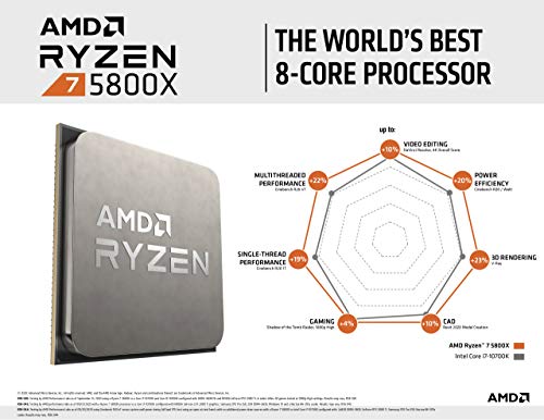 AMD Ryzen 7 5800X Procesador (8C / 16T, 36 MB de caché, hasta 4.7 GHz Max Boost)