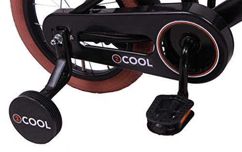 Amigo 2Cool - Bicicleta Infantil de 14 Pulgadas - para niños de 3 a 4 años - con V-Brake, Freno de Retroceso, Timbre, portaequipajes Delantero y ruedines - Negro Mate