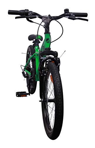 Amigo Attack - Bicicleta Infantil de 20 Pulgadas - para niños de 5 a 9 años - con V-Brakes, 6 velocidades, Timbre y estándar - Verde
