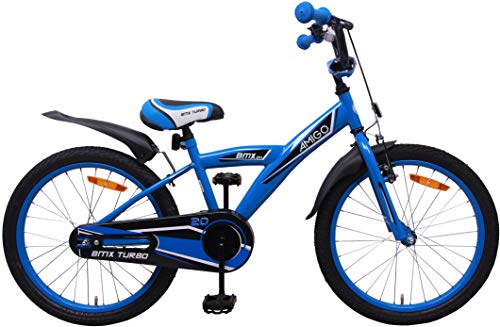 Amigo BMX Turbo - Bicicleta Infantil de 20 Pulgadas - para niños de 5 a 9 años - con V-Brake, Freno de Retroceso, Timbre y estándar - Azul