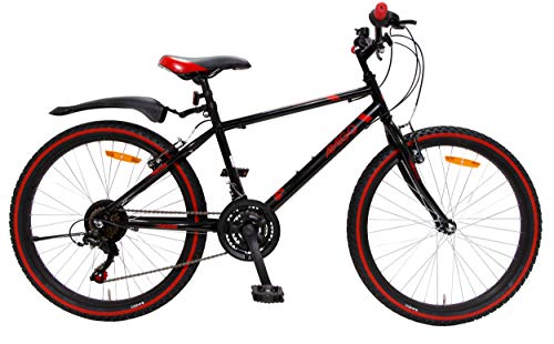 AMIGO Rock VVT - 24 pulgadas, 18 velocidades Shimano Mountainbike, color negro y rojo