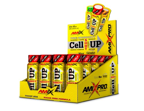 Amix - Cellup Shot - Suplemento Alimenticio - Contiene Cafeína - Aumenta la Fuerza y Congestión Muscular - Fórmula Pre-Entrenamiento - Nutrición Deportiva - Sabor a Cola - 20 Viales de 60 ml