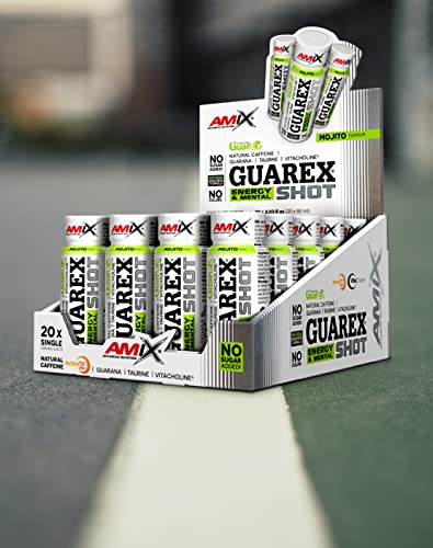 AMIX - Suplemento Deportivo - Guarex Energy & Mental Shot en Formato 20x60 ml - Con Taurina y Colina - Ayuda a Mantener la Energía Física y Mental - Sabor Mojito