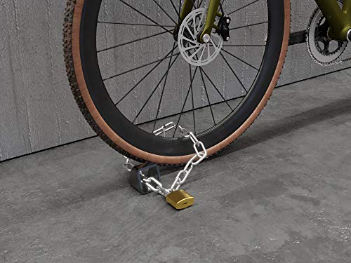 Anclaje antirrobo de alta seguridad para cadena. Ideal para motos y bicis. Cepo de suelo o pared.